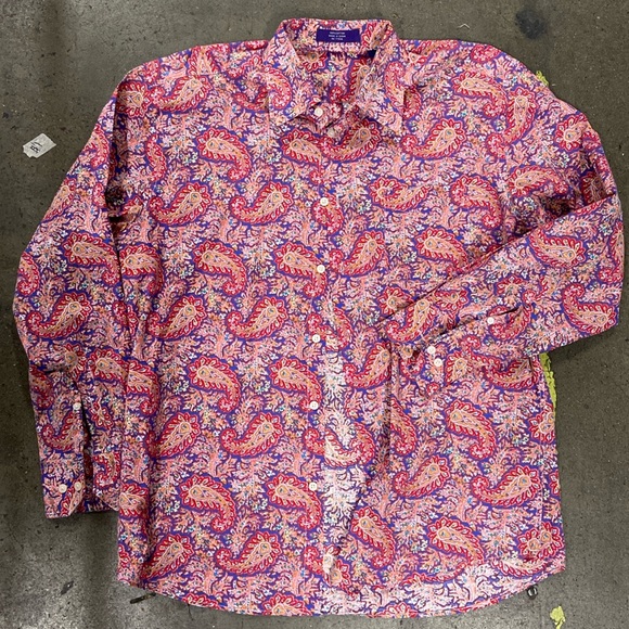 Men's Alan Flusser Paisley Colorful Vibrant Button Down Shirt Long Sleeve Medium - Picture 1 of 2